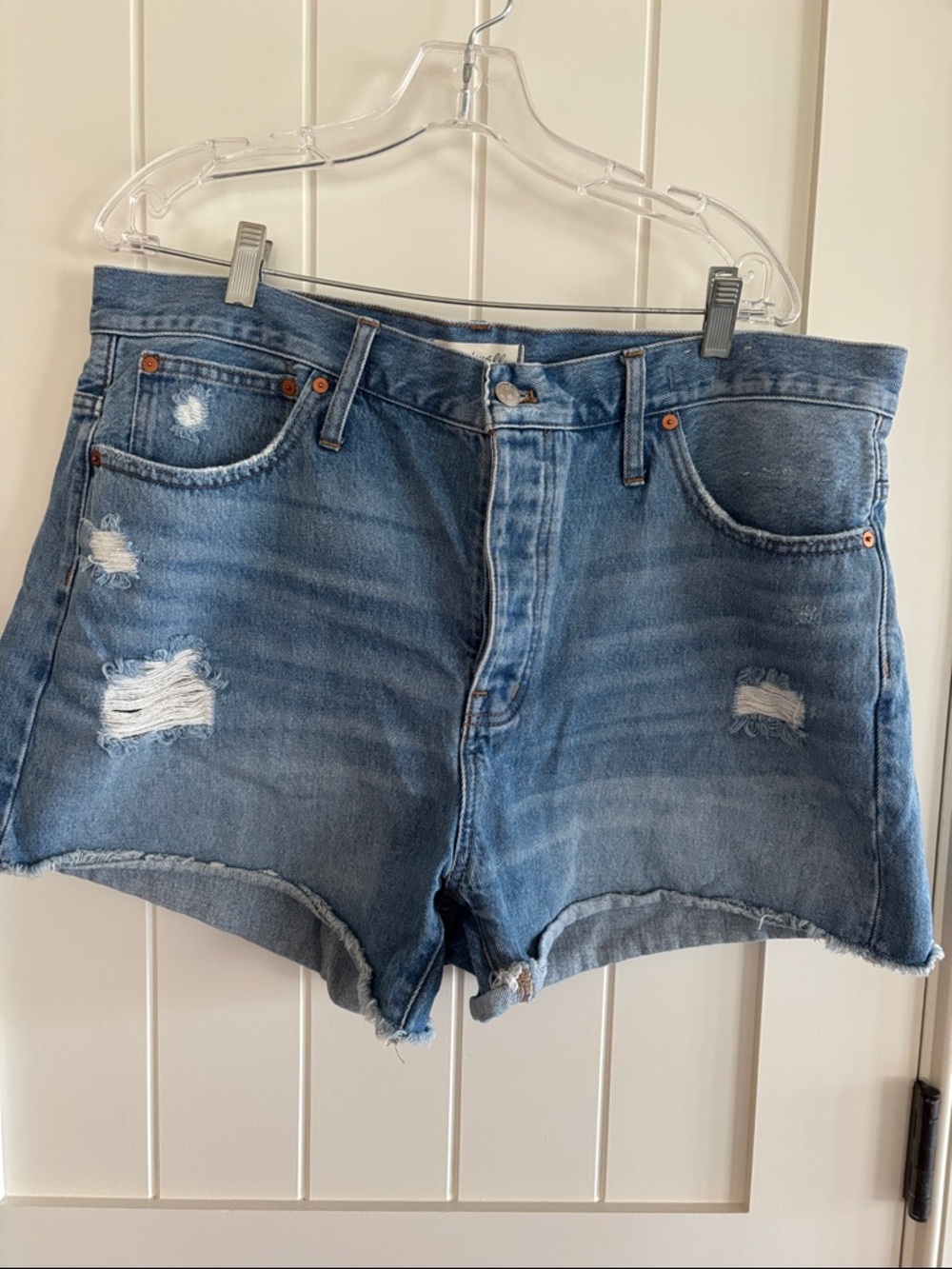 Madewell Distressed Blue Relaxed Denim Jean Shorts